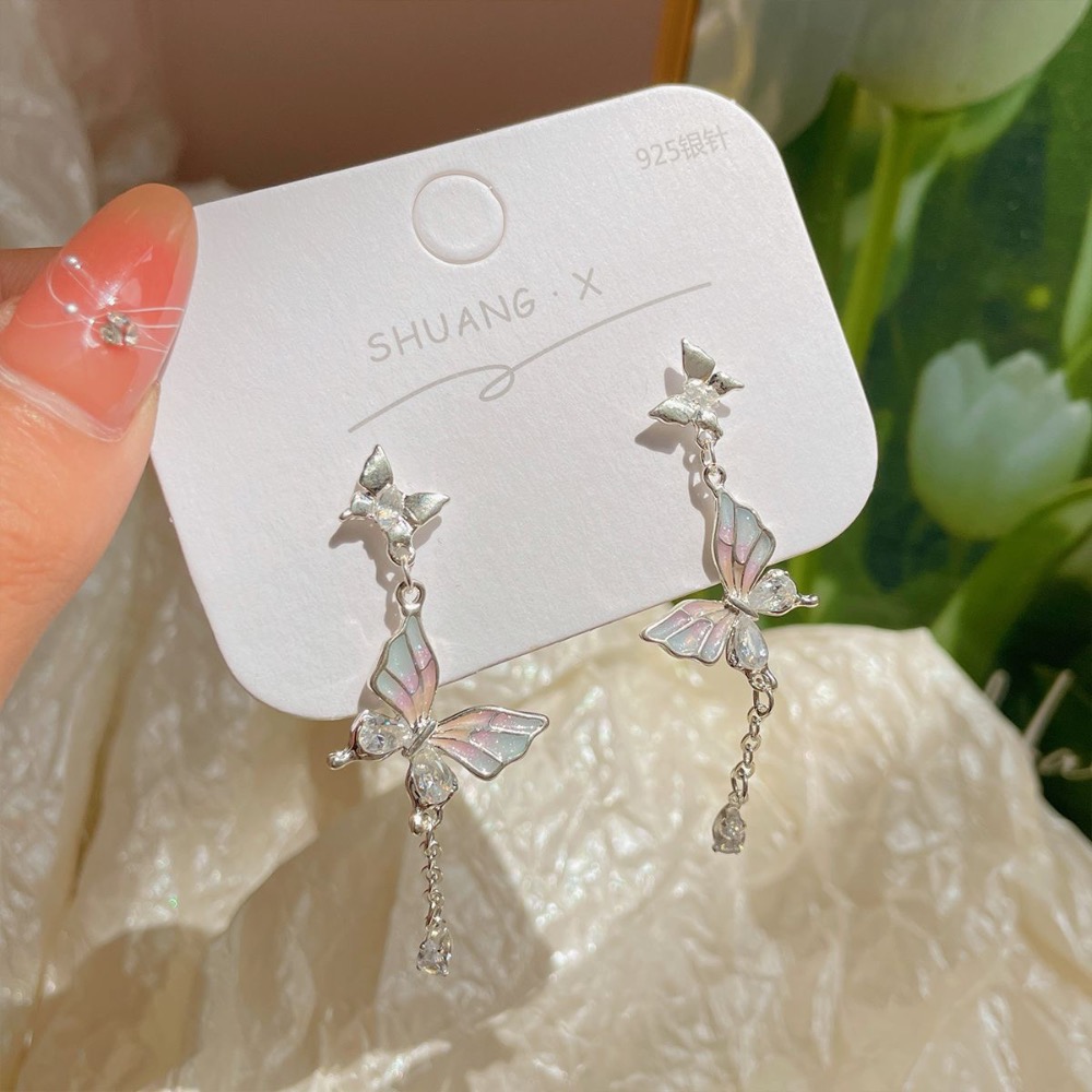 長款耳環滴油彩虹蝴蝶耳釘套裝-規格圖4