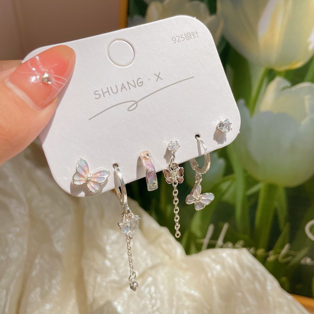 長款耳環滴油彩虹蝴蝶耳釘套裝-規格圖4