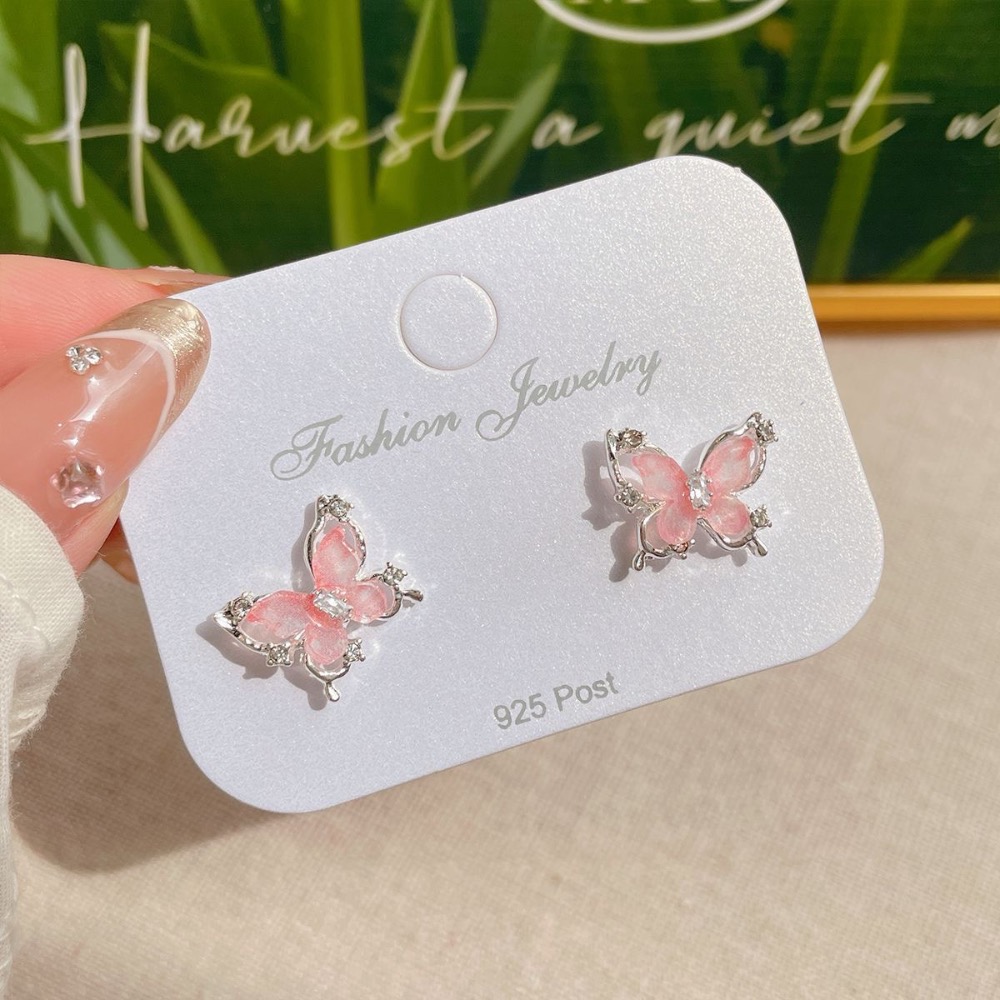 夏日夢幻漸變藍紫蝴蝶耳釘-規格圖3