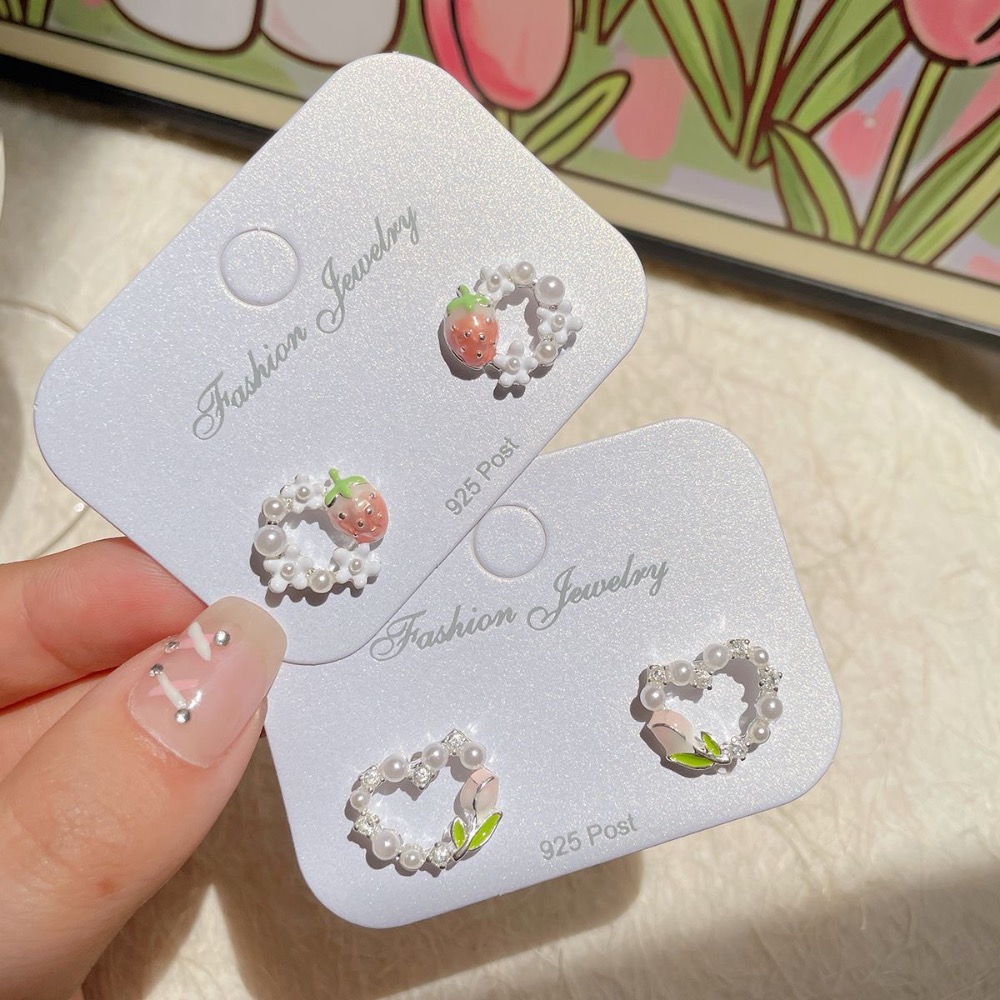 甜心滴油草莓耳釘-細節圖4