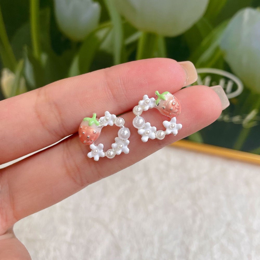 甜心滴油草莓耳釘-規格圖4