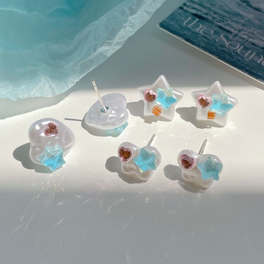 摩卡星星彩色Y2K多巴胺蝴蝶耳釘-細節圖3