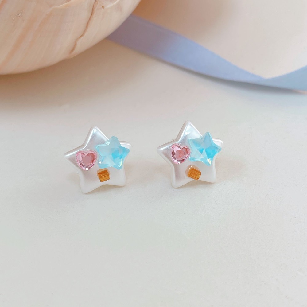 摩卡星星彩色Y2K多巴胺蝴蝶耳釘-規格圖4