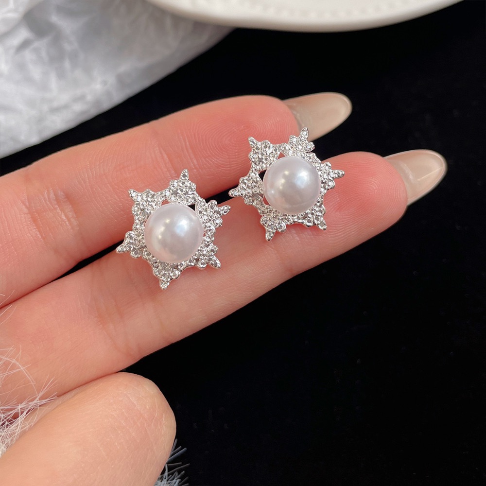 早春冰晶雪花珍珠耳環-規格圖4