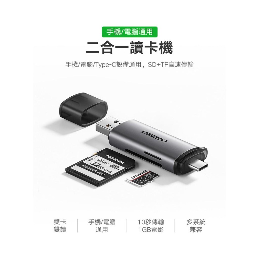 綠聯 SD/TF USB-C/Type-C+USB3.0兩用 讀卡機-細節圖5