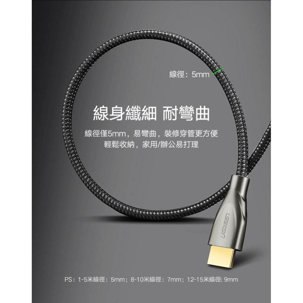 綠聯 3M HDMI傳輸線 Carbon fiber Zinc alloy版 發燒級-細節圖8