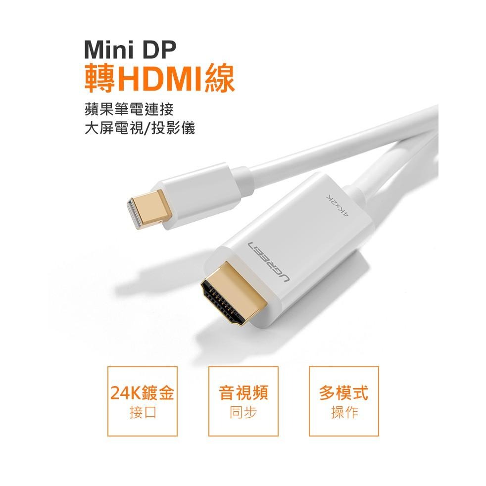 綠聯 1.5M MINI DP轉HDMI 傳輸線 黑色-細節圖3