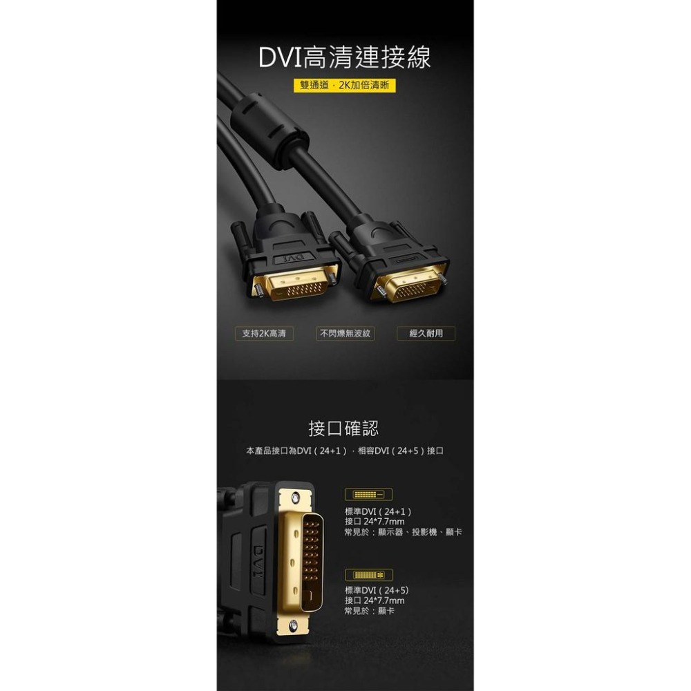 綠聯 DVI傳輸線 DVI-I/DVI-D通用 (1.5-3公尺) 現貨-細節圖4