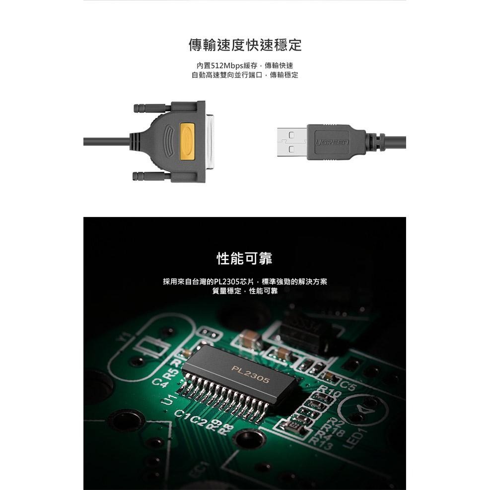 綠聯 1.8M USB TO DB25 Parallel 印表機傳輸線/USB 轉 Printer Port 轉接器-細節圖12