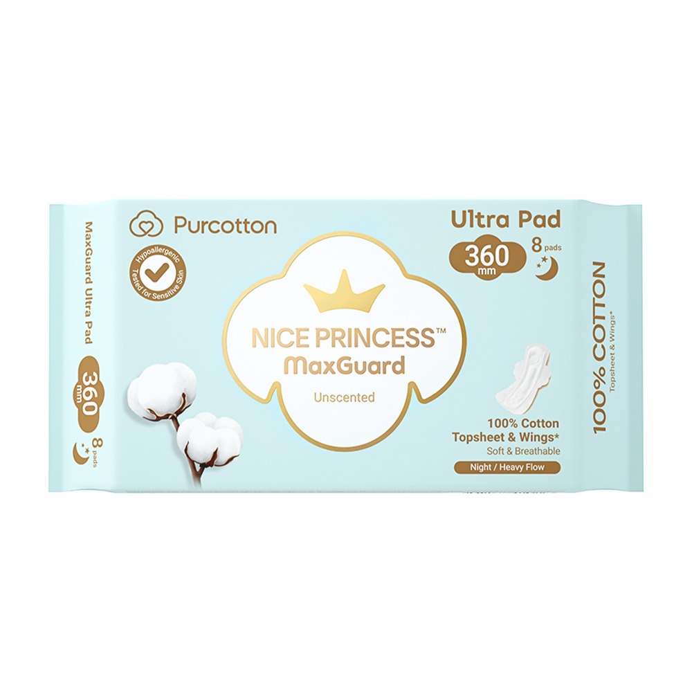 全棉時代 奈絲公主 100%純棉超淨吸夜用加長型衛生棉 (36公分) 8入-細節圖2