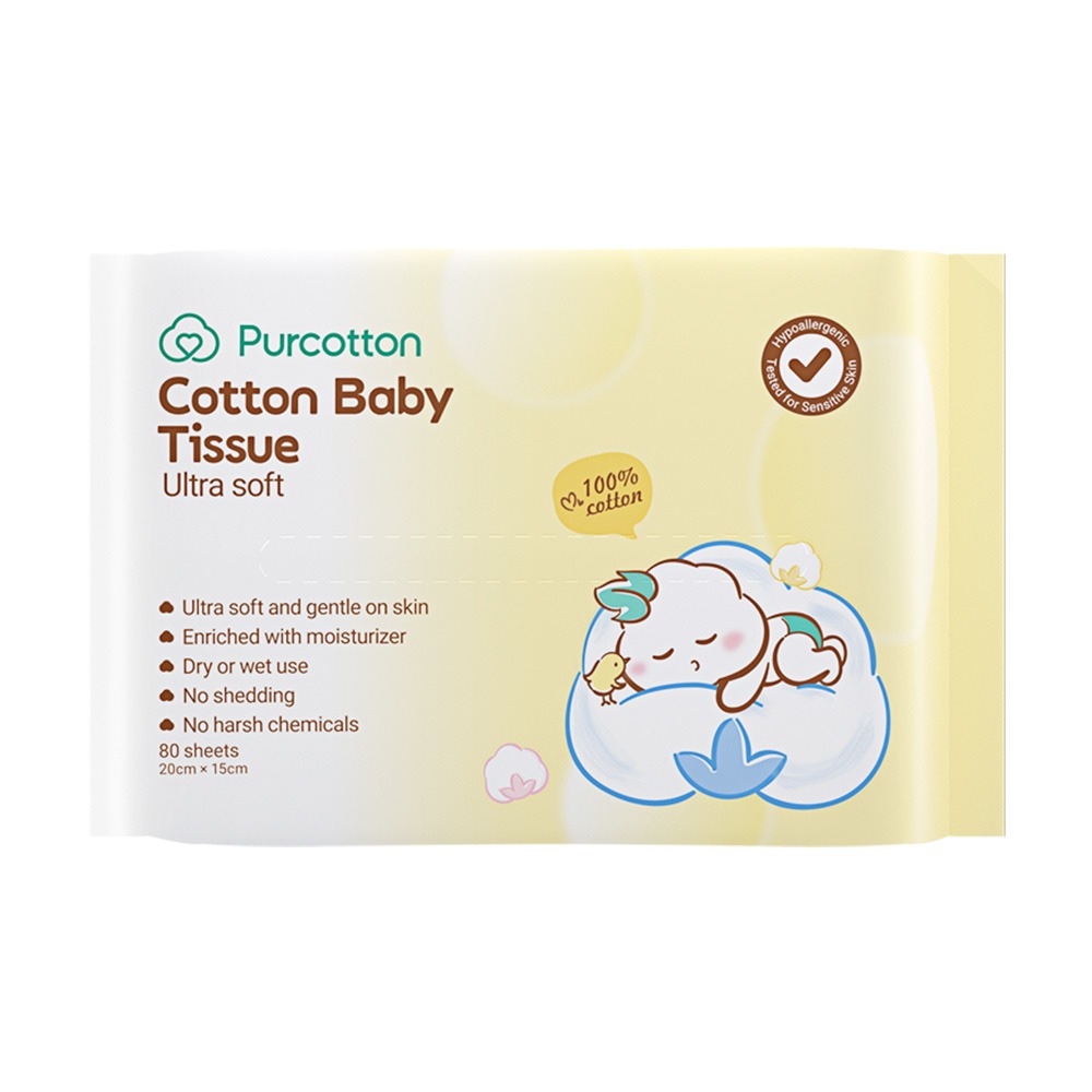 全棉時代 100%純棉嬰兒超柔乾濕兩用巾 80片加厚 (15*20公分)三包入-細節圖2