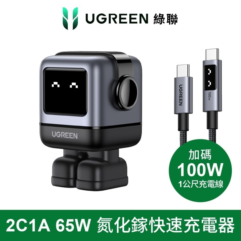 【7-ELEVEN 門市團購】綠聯 小機器人 65W GaN充電組 萌系快充小怪獸-細節圖5