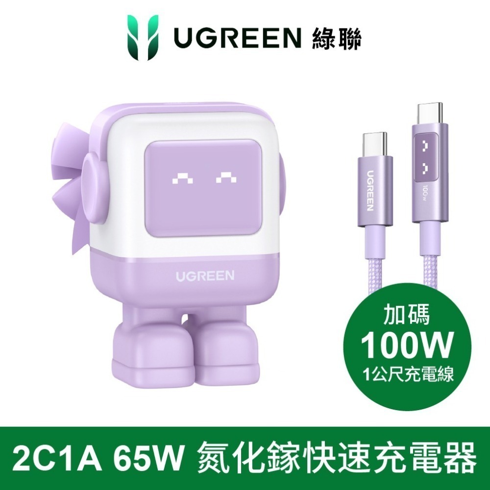 【7-ELEVEN 門市團購】綠聯 小機器人 65W GaN充電組 萌系快充小怪獸-細節圖6