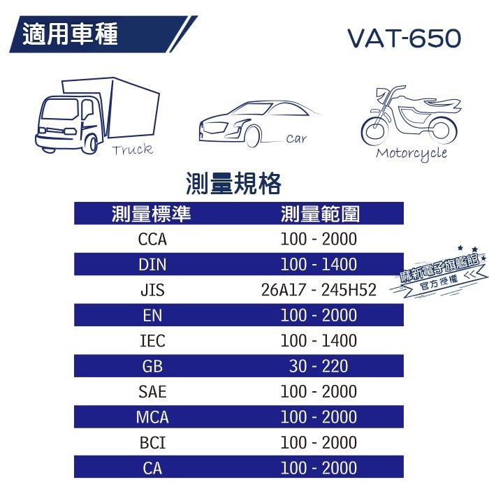 【麻新電子】VAT-650汽機車電池測試器｜可列印測試器｜鉛酸電池測試器-細節圖3