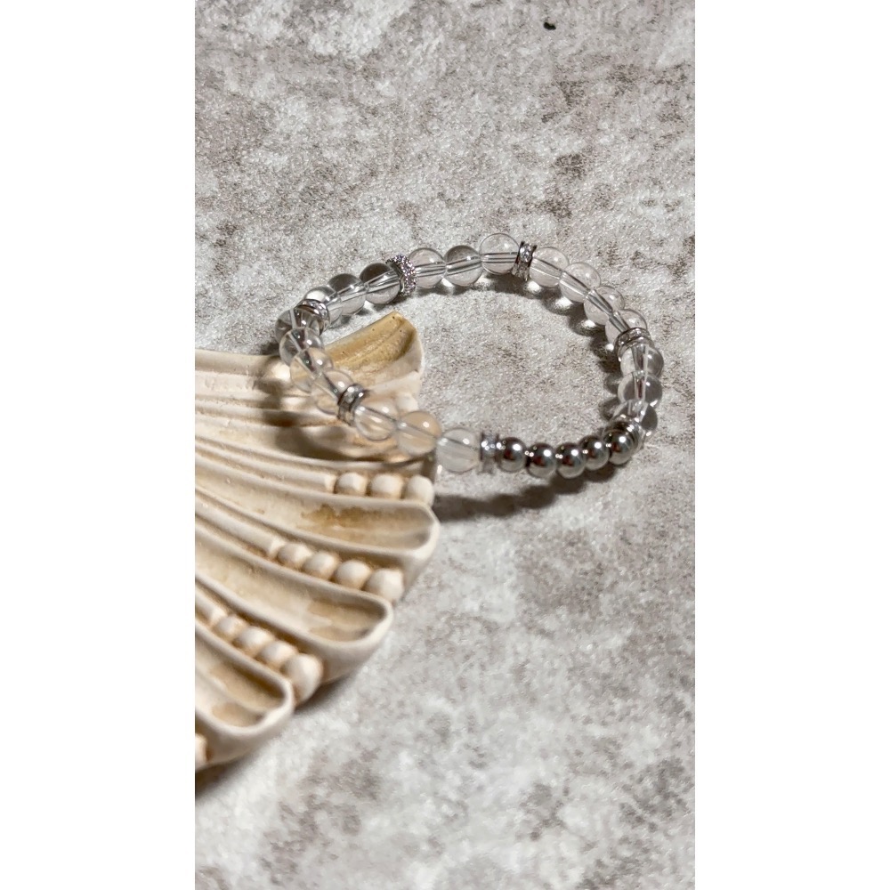 貝光/銀界-白水晶手鍊-細節圖4