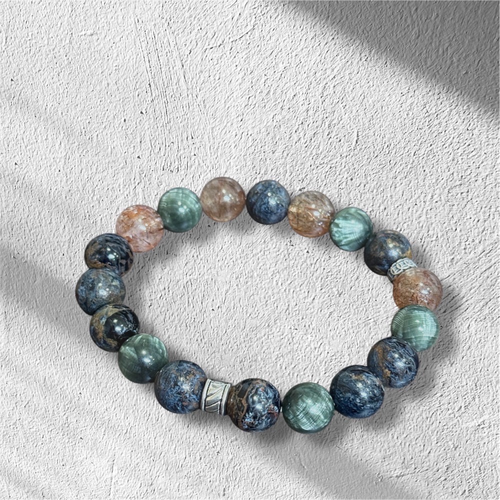 父親節首選/星域 能量水晶手鍊/彼得石x綠龍晶x黑金超七適合生命靈數7 / 8 / 9 / 4-細節圖2