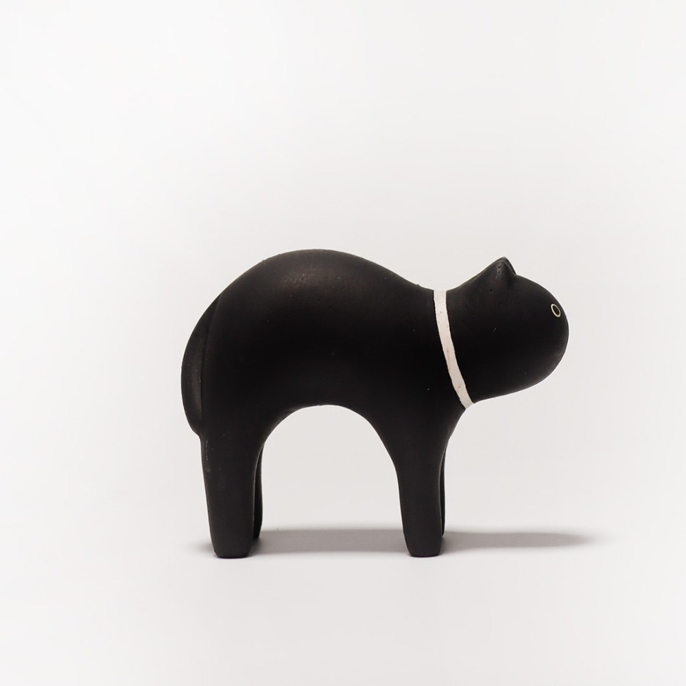 現貨新品 日本手工雕刻超可愛木頭小動物  黑貓-細節圖3