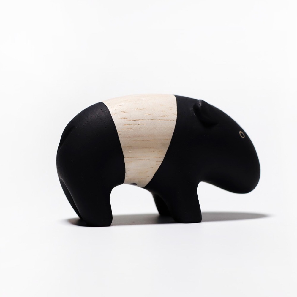 現貨新品 日本手工雕刻超可愛木頭小動物 馬來貘-細節圖2