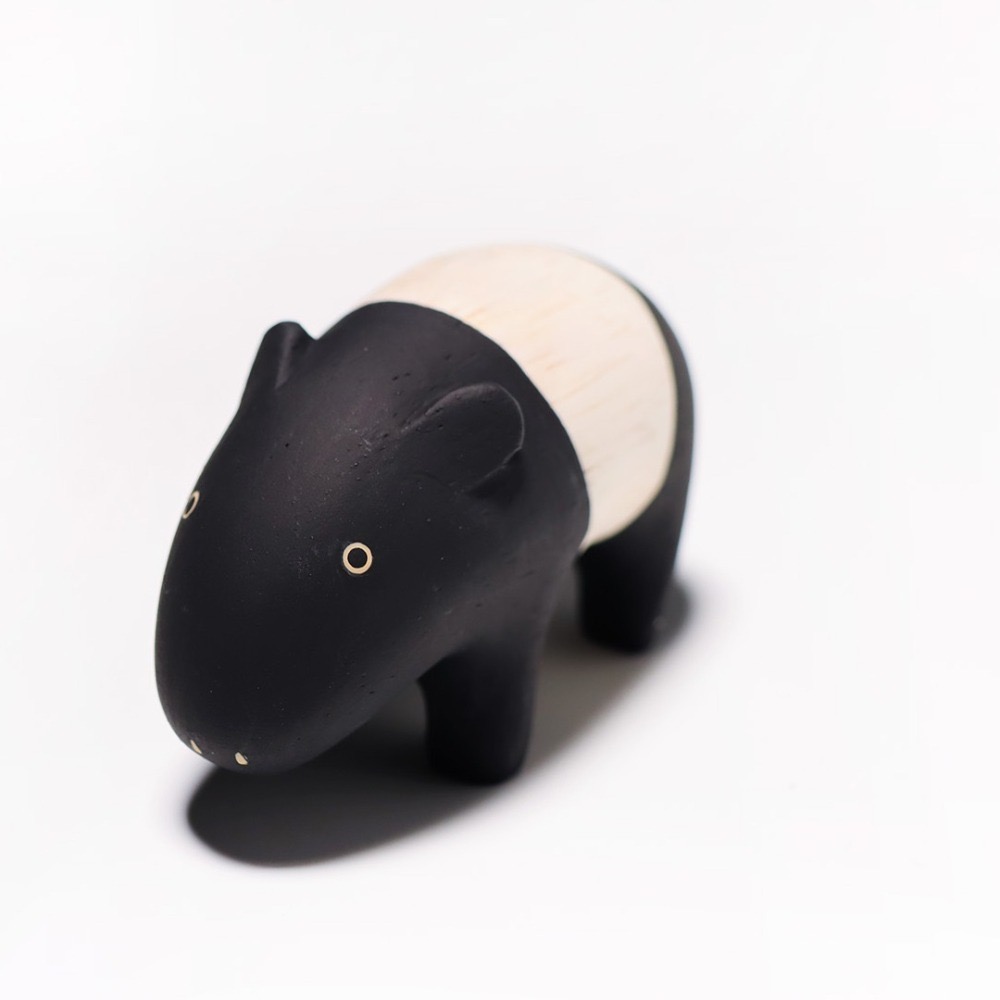 現貨新品 日本手工雕刻超可愛木頭小動物 馬來貘-細節圖3
