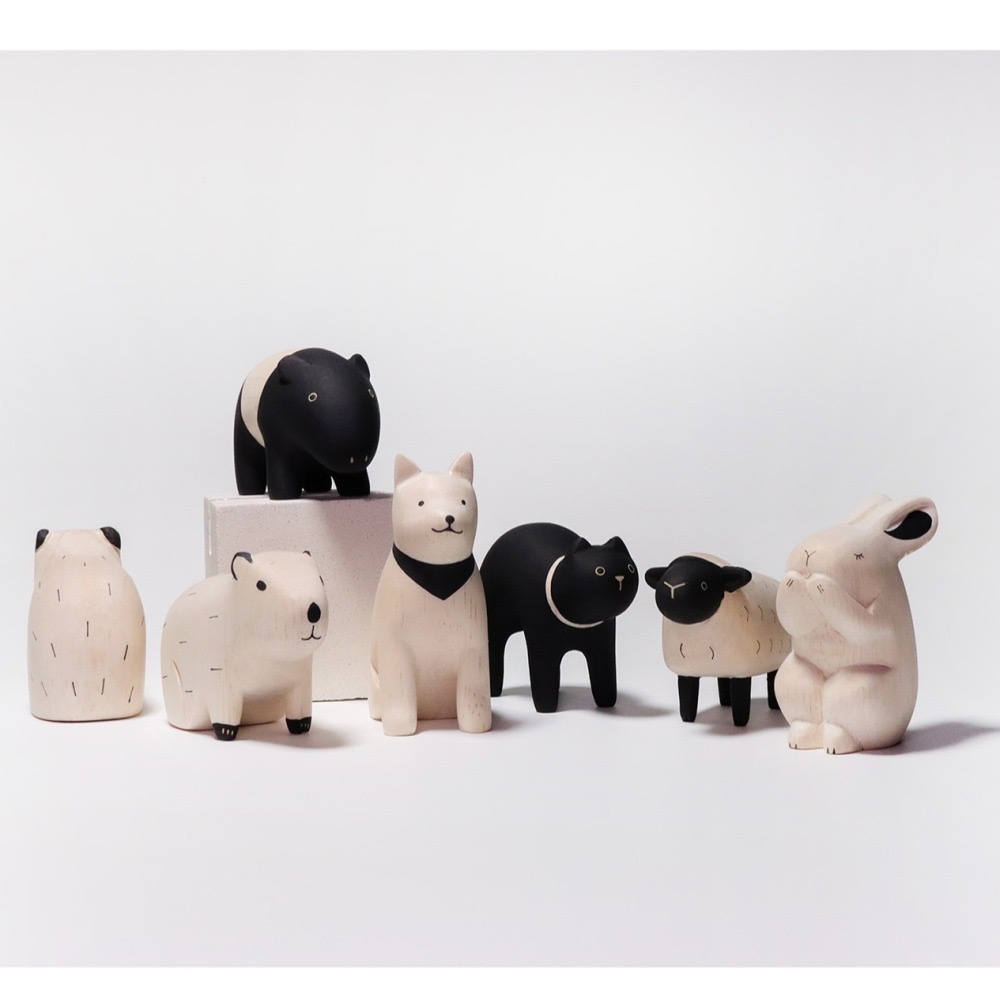 現貨新品 日本手工雕刻超可愛木頭小動物 馬來貘-細節圖5