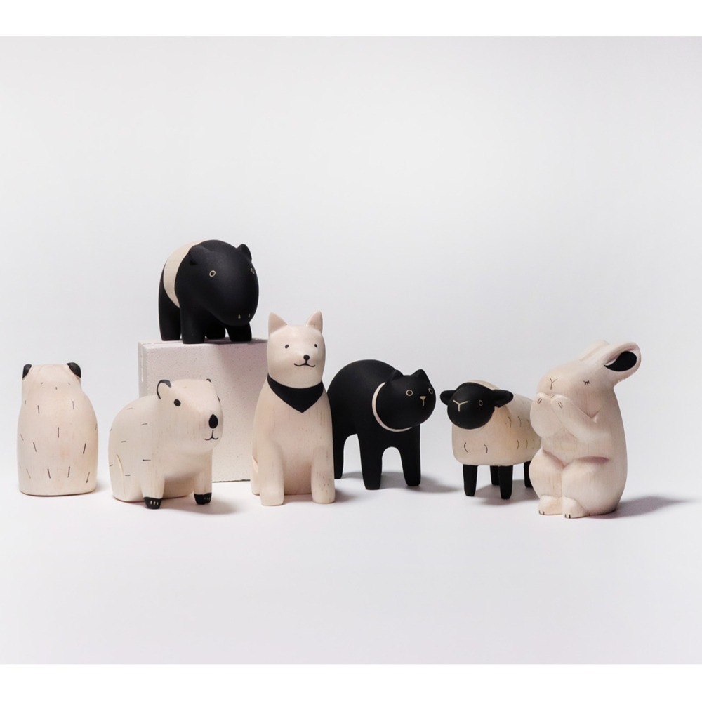 現貨新品 日本手工雕刻超可愛木頭小動物 綿羊-細節圖5