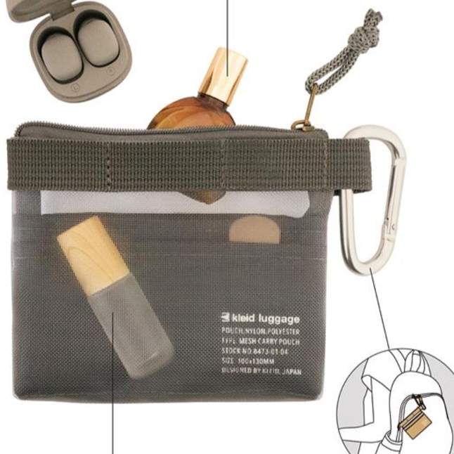 現貨新品 日本 kleid 網格迷你收納袋 軍綠色-細節圖3