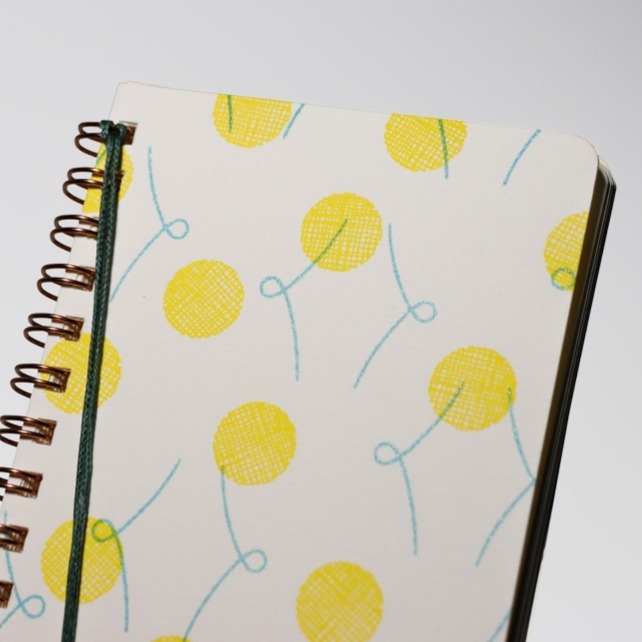 筆記本 日本製 水縞/環裝筆記本 黃色波爾卡圓點-細節圖3