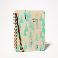 筆記本 日本製 水縞/環裝筆記本 森林樹木圖案點綴