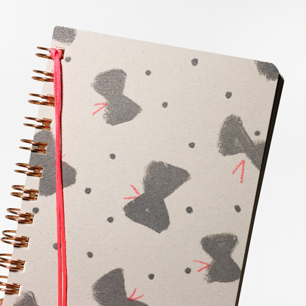 筆記本 日本製 水縞/環裝筆記本 可愛蝴蝶結為設計-細節圖2