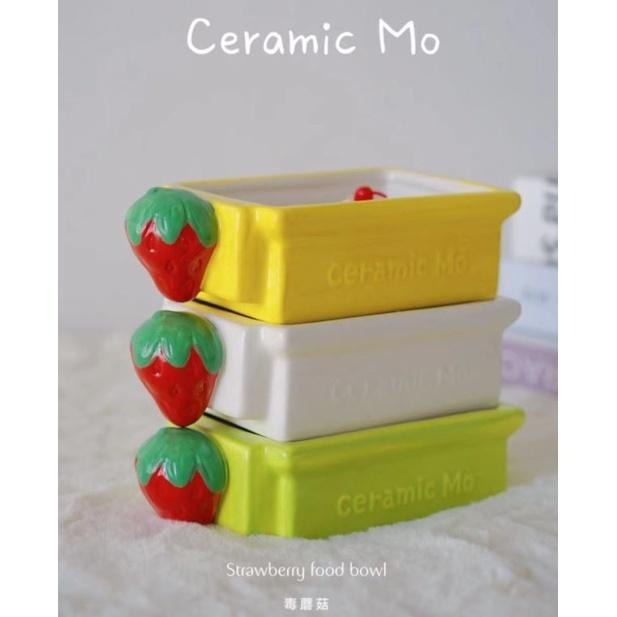 ★九鼠一家DIY工坊★  碰瓷的蘑菇 陶瓷草莓盒子 草莓食盆  (小型鼠/黃金鼠可用）-細節圖4