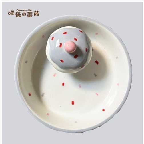 ★九鼠一家DIY工坊★  碰瓷的蘑菇 陶瓷冰淇淋蛋糕 食盆 水碗 （小型鼠/黃金鼠可用） 鼠食盆 倉鼠水盆-細節圖10