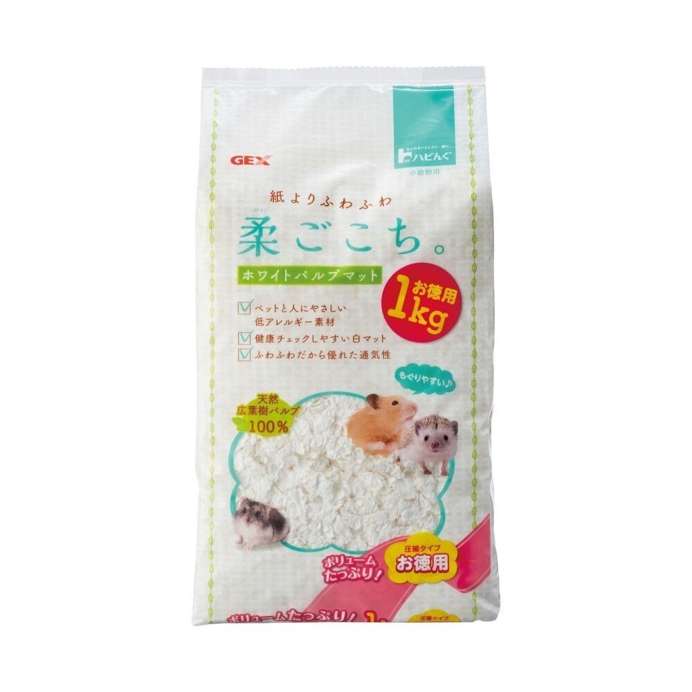 ★九鼠一家DIY工坊★日本 GEX 日製小動物柔軟白淨棉紙墊料1kg 100％純紙漿製成-細節圖2