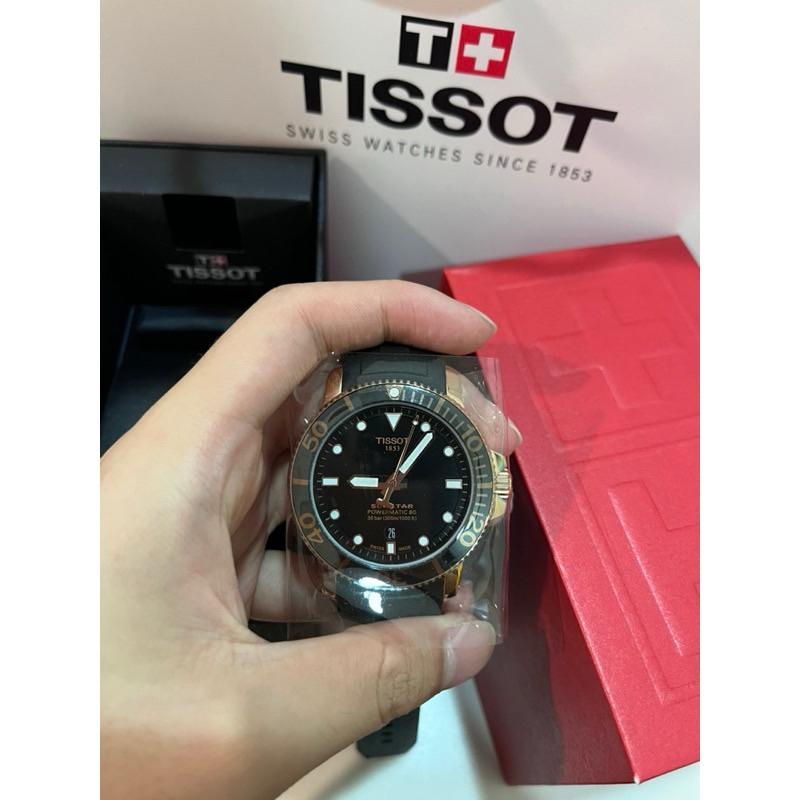 Tissot seastar 1000系列 玫瑰金款 機械錶 矽膠錶帶✅-細節圖5