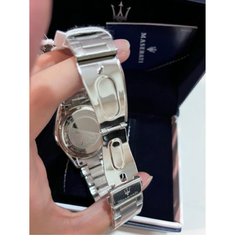 瑪莎拉蒂 MASERATI 三眼計時石英錶 鋼錶帶 蝴蝶扣設計 ✅-細節圖4