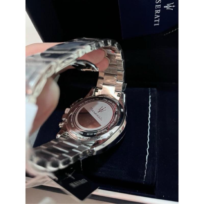 瑪莎拉蒂 MASERATI 三眼計時石英錶 鋼錶帶 蝴蝶扣設計 ✅-細節圖5