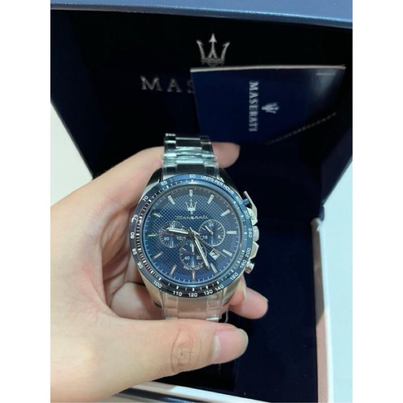 瑪莎拉蒂 MASERATI 三眼計時石英錶 鋼錶帶 蝴蝶扣設計 ✅-細節圖6