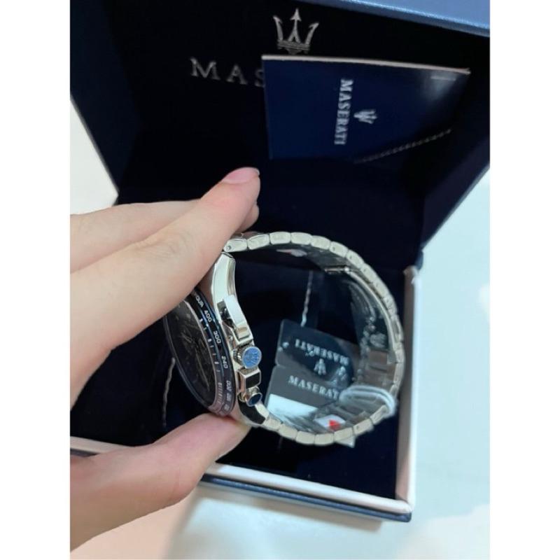 瑪莎拉蒂 MASERATI 三眼計時石英錶 鋼錶帶 蝴蝶扣設計 ✅-細節圖7