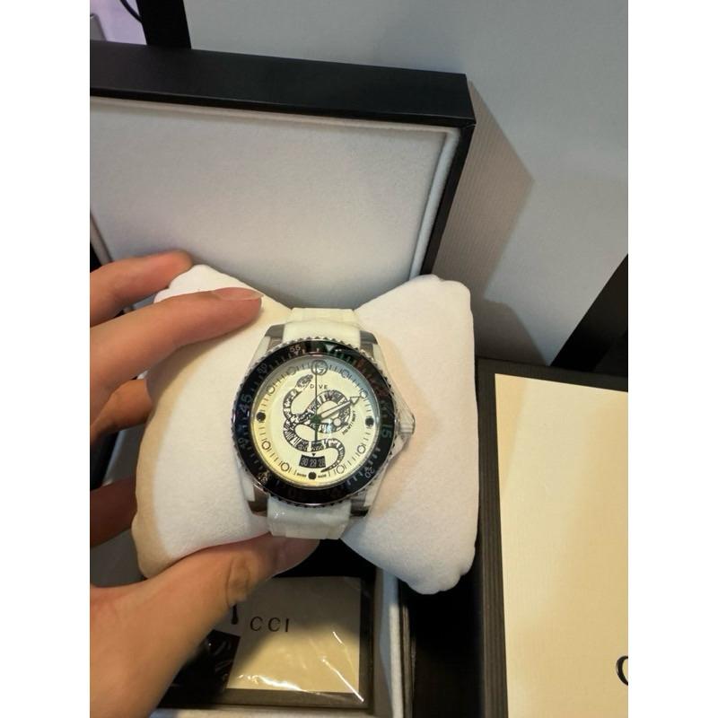 Gucci dive 黑白銀蛇 潛水錶 矽膠錶帶 保證正品🔥-細節圖2