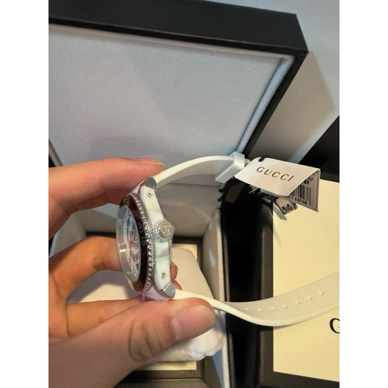 Gucci dive 黑白銀蛇 潛水錶 矽膠錶帶 保證正品🔥-細節圖4