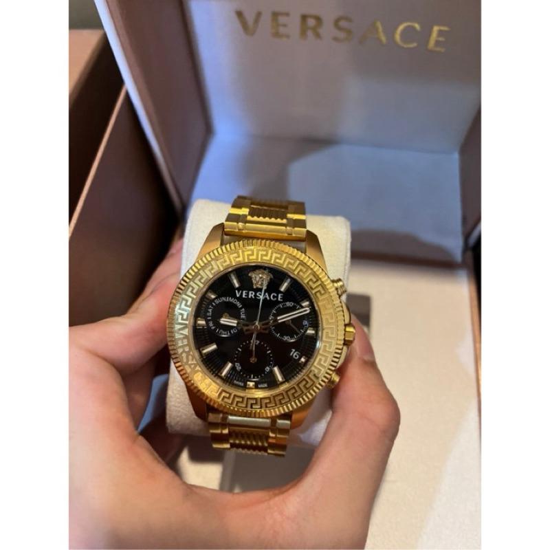 •Versace 凡賽斯 全金三眼錶 鋼錶帶 石英錶✅-細節圖2