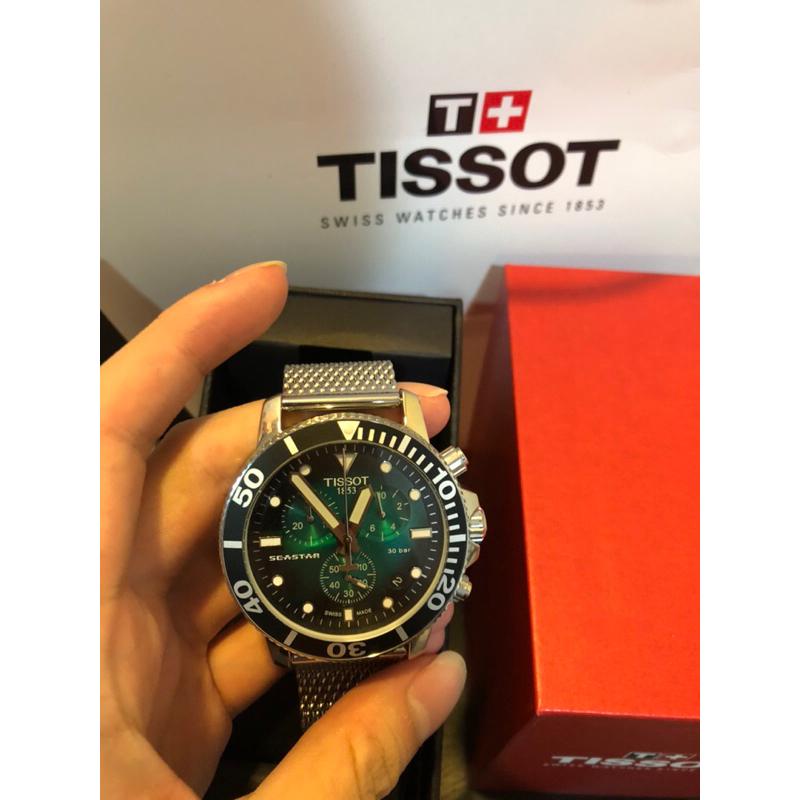 Tissot seastar 1000 綠面 三眼石英錶 米蘭鋼錶帶✅-細節圖2