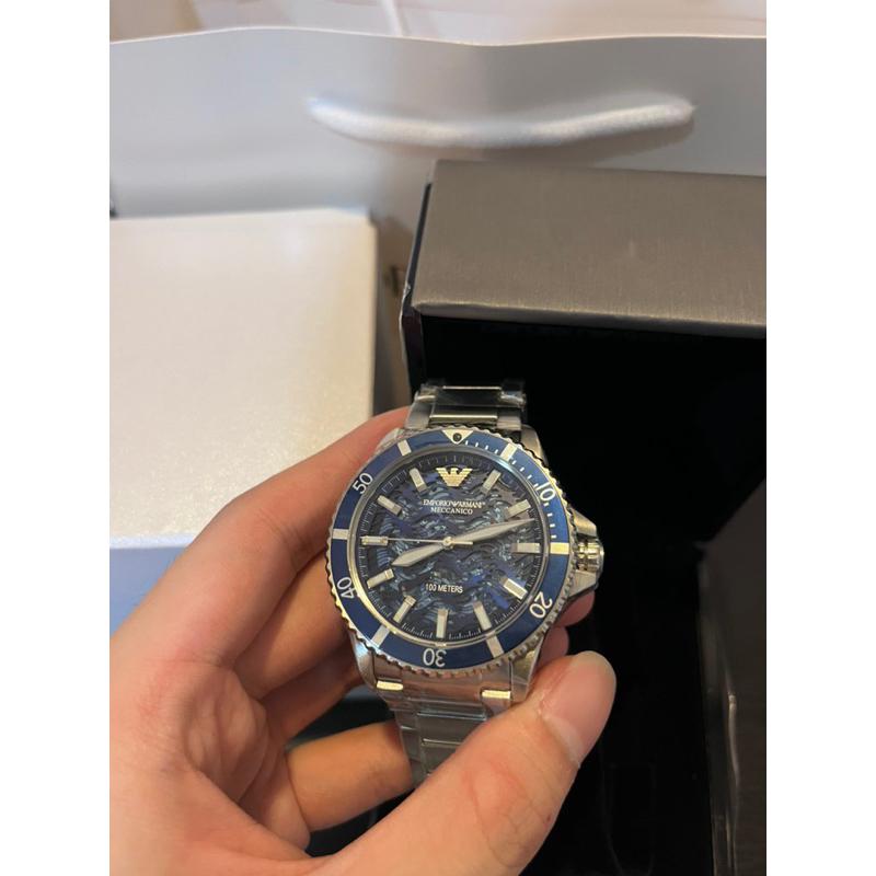 Armani 阿曼尼 新款 藍水鬼 海浪紋 機械錶 摺疊扣鋼錶帶✨-細節圖2