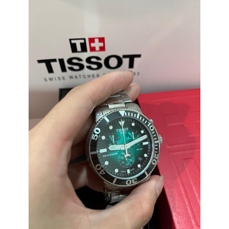 Tissot seastar 1000 綠面 三眼石英錶 鋼錶帶/ 矽膠錶帶 兩種可選 ✅-細節圖4