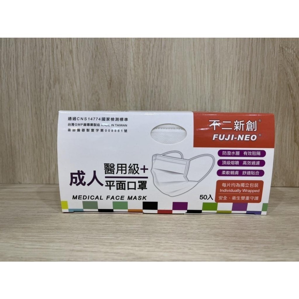 【滿額免運】超取限購6盒 不二新創 成人醫用級+ 平面口罩 50入/盒【新宜安中西藥局】-細節圖4