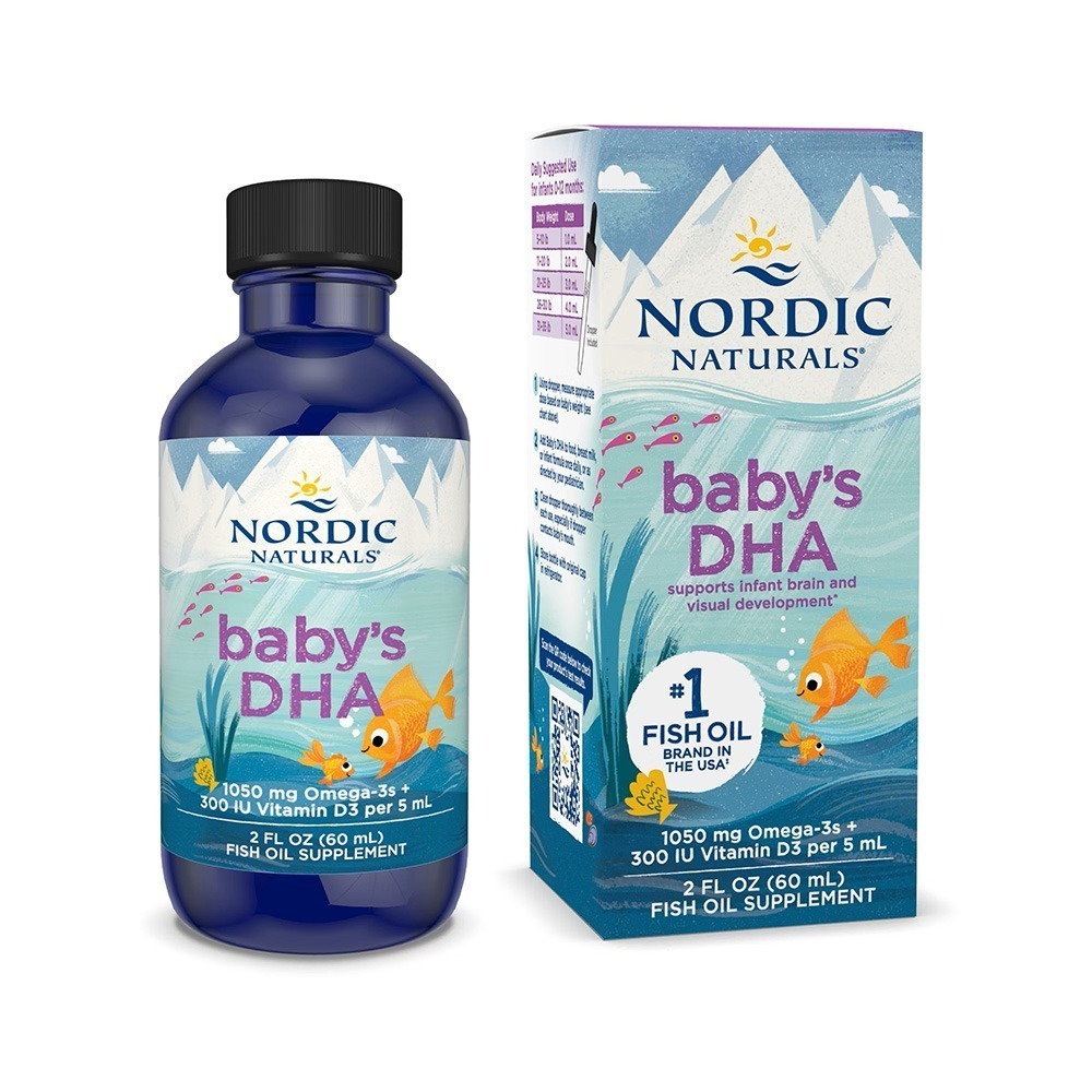 【滿額免運】北歐天然 嬰兒液體魚肝油 (含DHA) 60ml/瓶 美國原裝進口 baby’s DHA【新宜安中西藥局】-細節圖2