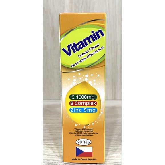 【滿額免運】健康卓越 維他C+鋅+B群發泡錠 20粒/盒 檸檬口味【新宜安中西藥局】-細節圖3