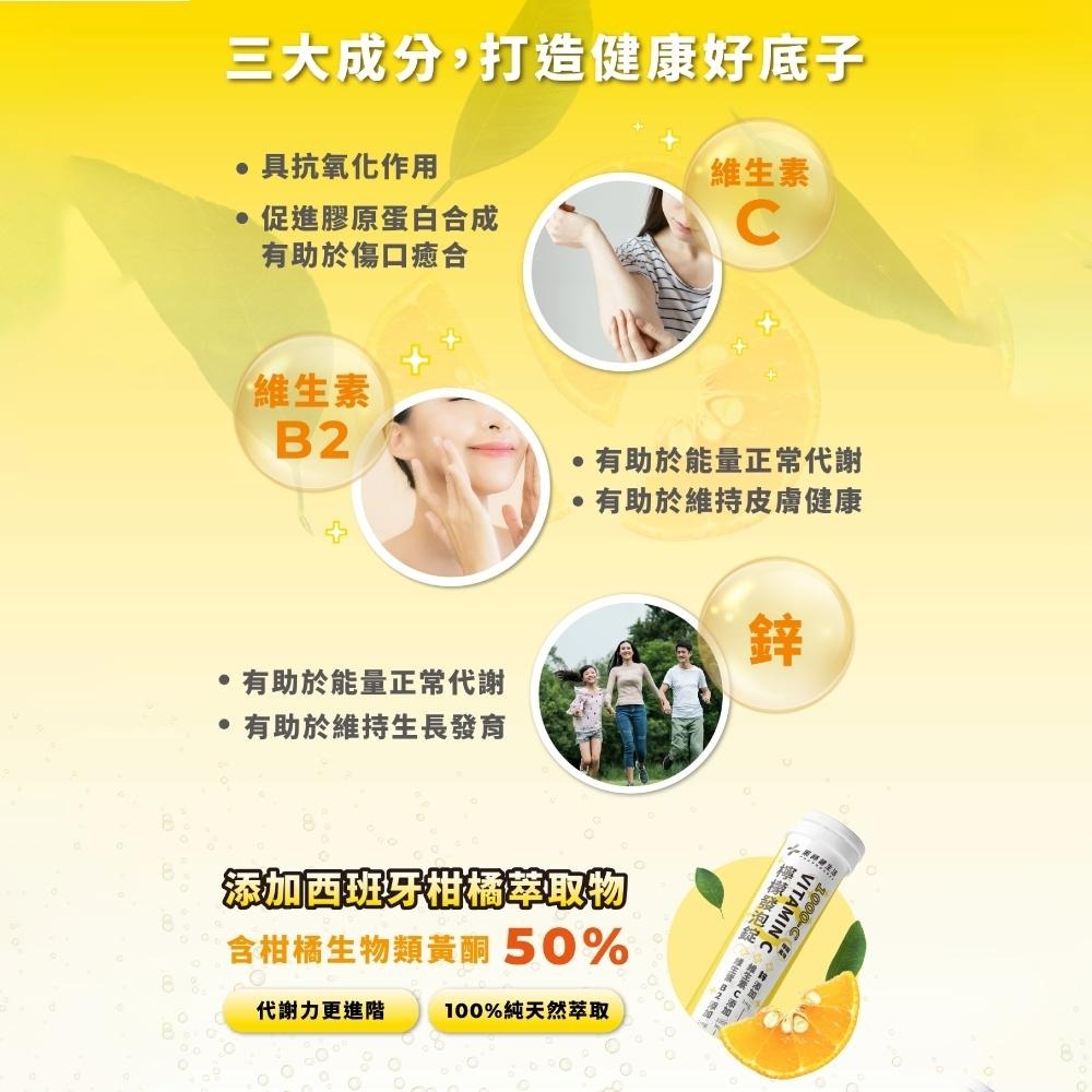 【滿額免運】藥師健生活 1000-C檸檬發泡錠 20錠/管 VITAMIN C 維生素C 維生素B2【新宜安中西藥局】-細節圖4