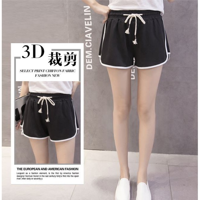 ⚡台灣現貨⚡M~XXL  夏季必備運動短褲 真理褲 三分運動褲 鬆緊腰 短褲 棉褲 女短褲 熱褲 運動瑜伽跑步熱褲-細節圖2