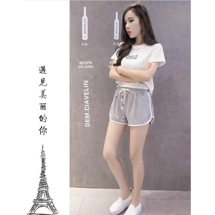⚡台灣現貨⚡M~XXL  夏季必備運動短褲 真理褲 三分運動褲 鬆緊腰 短褲 棉褲 女短褲 熱褲 運動瑜伽跑步熱褲-細節圖4