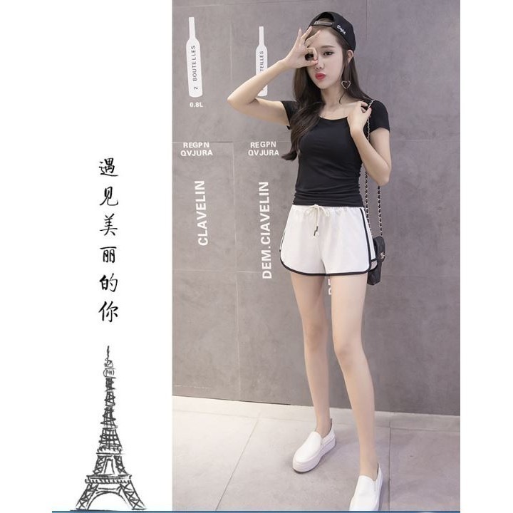 ⚡台灣現貨⚡M~XXL  夏季必備運動短褲 真理褲 三分運動褲 鬆緊腰 短褲 棉褲 女短褲 熱褲 運動瑜伽跑步熱褲-細節圖6